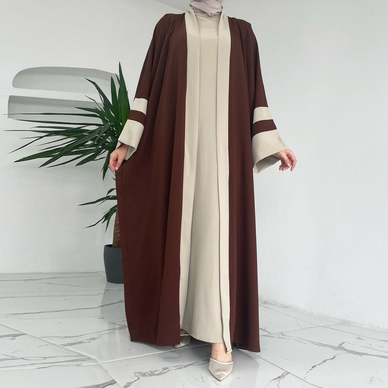 Elegant Two-Piece Women's Muslim Long Dress Abaya